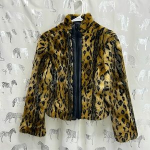 Vintage Italian made faux fur leopard print jacket